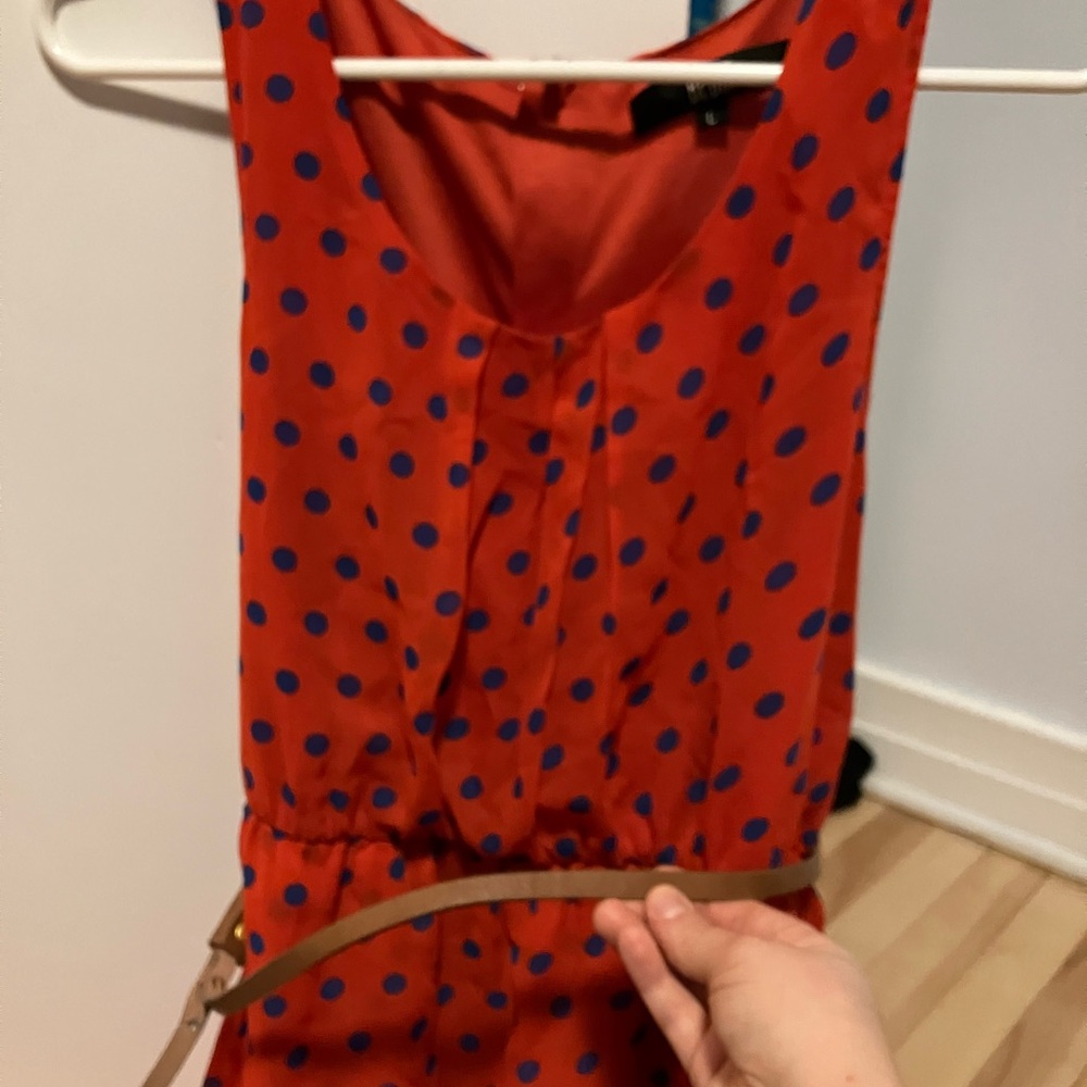 Elegant High-Low Orange Dress with Blue Dots - 2013